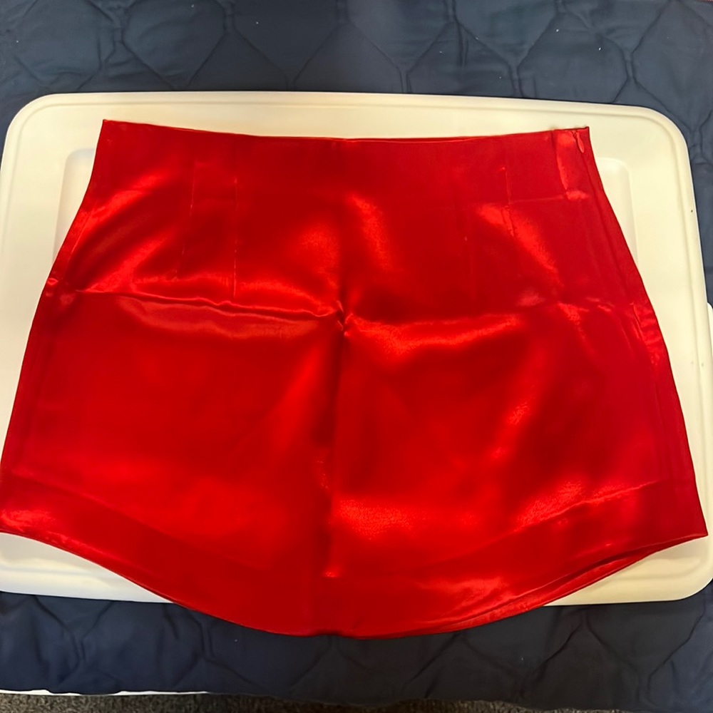 Zara red satin skirt